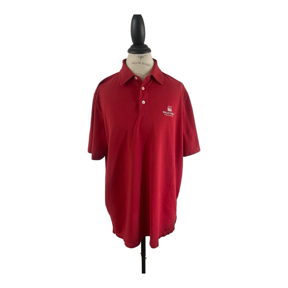 Ralph Lauren RLX Polo Shirt Men's XL Wells Fargo Champion PGA Red Golf Polo